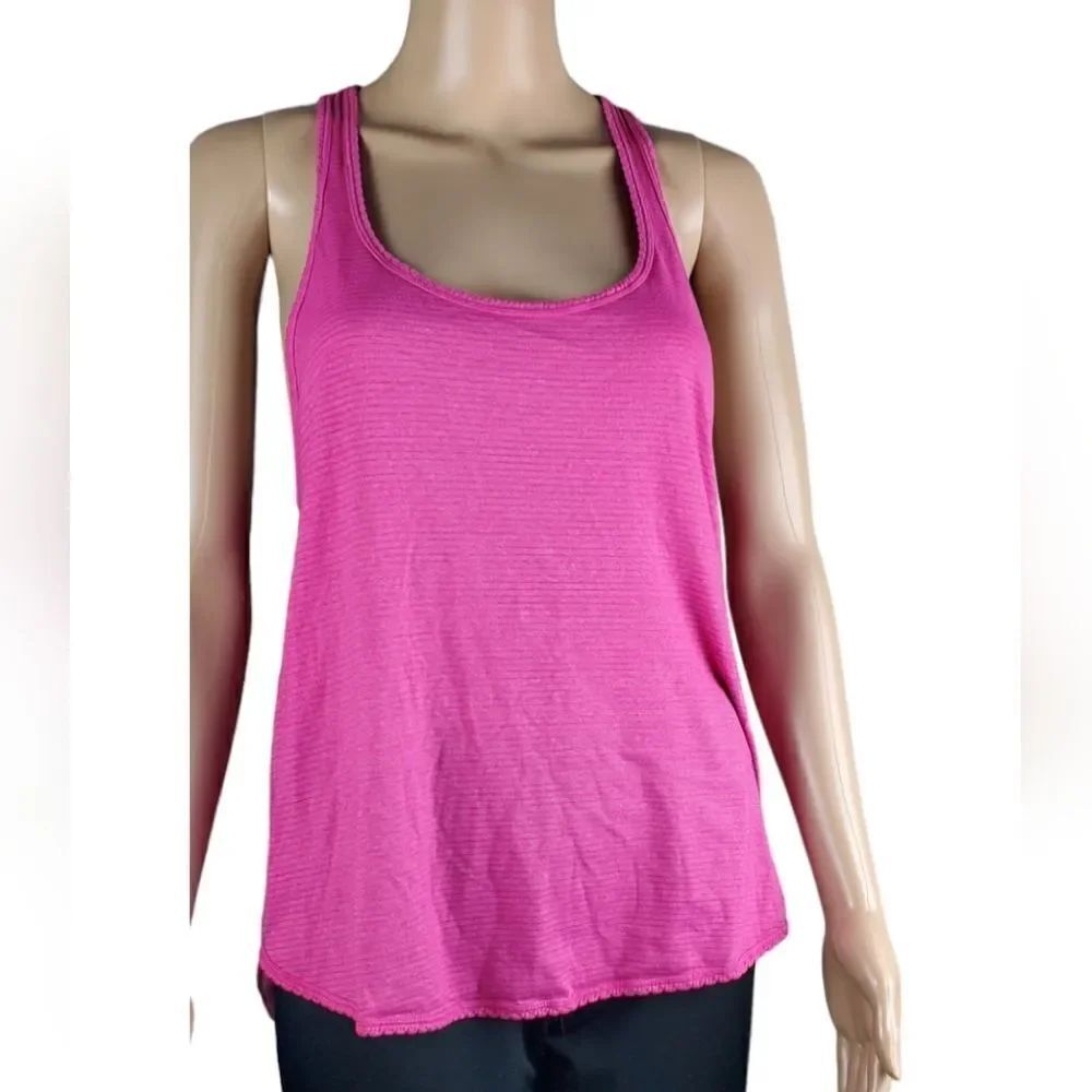 Lululemon Pink & Gray Pin Striped Athletic Tank Top